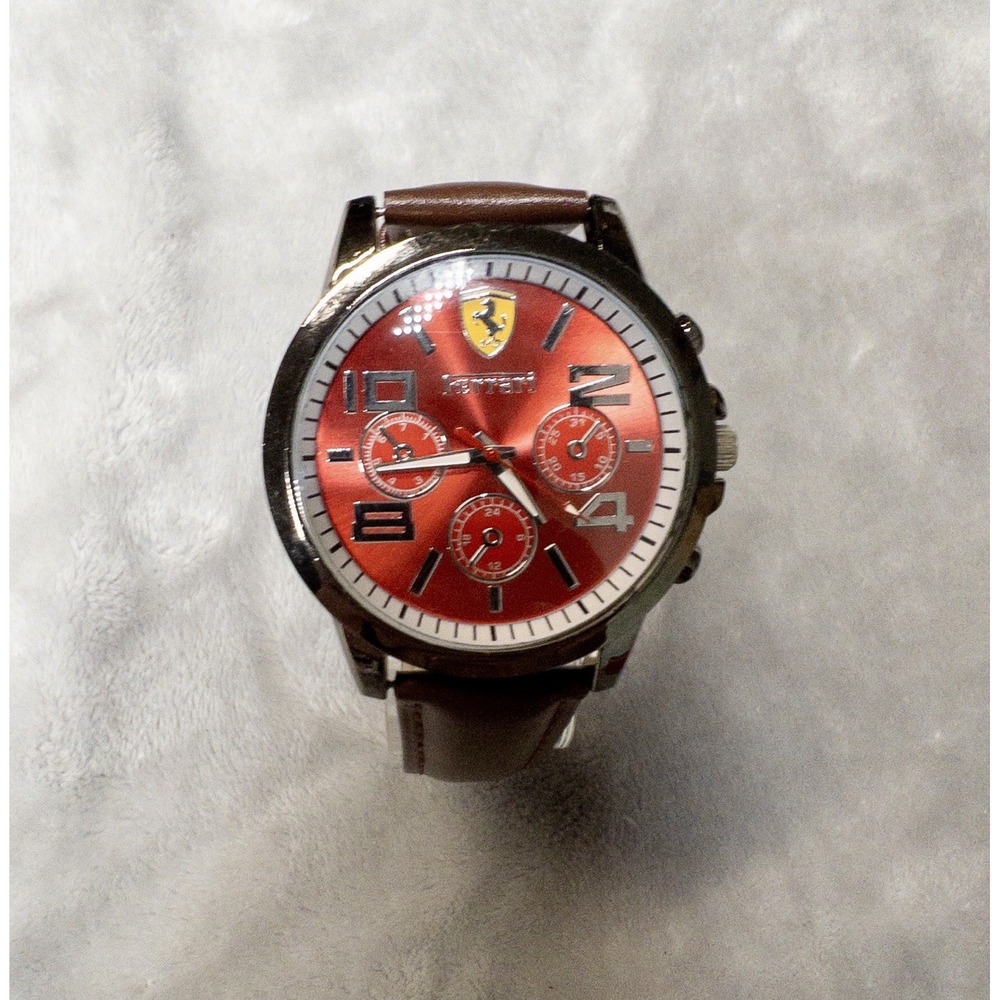 Mens Super Car Fashion 45mm Watch Leather Strap New Battery *see Description*